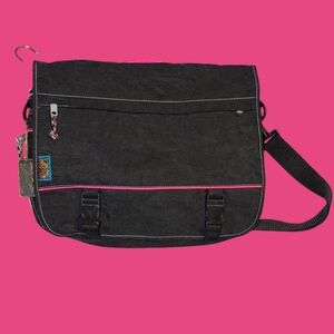 Valerie Barad For Michael Stevens Vintage Black Nylon Messenger Bag 90's Y2k...